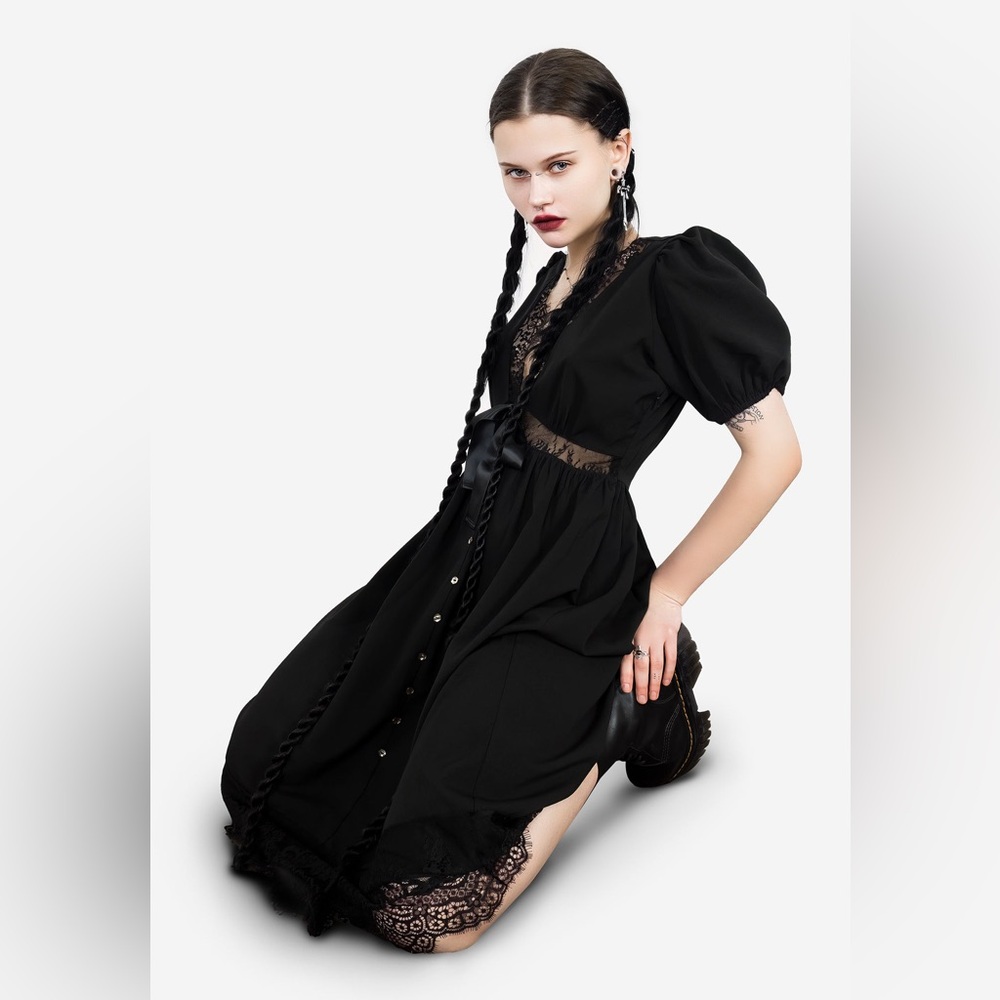 NWT Disturbia Mortuary Lace Button Up Midi Dress Size US 16 / UK 20 - Picture 10 of 13